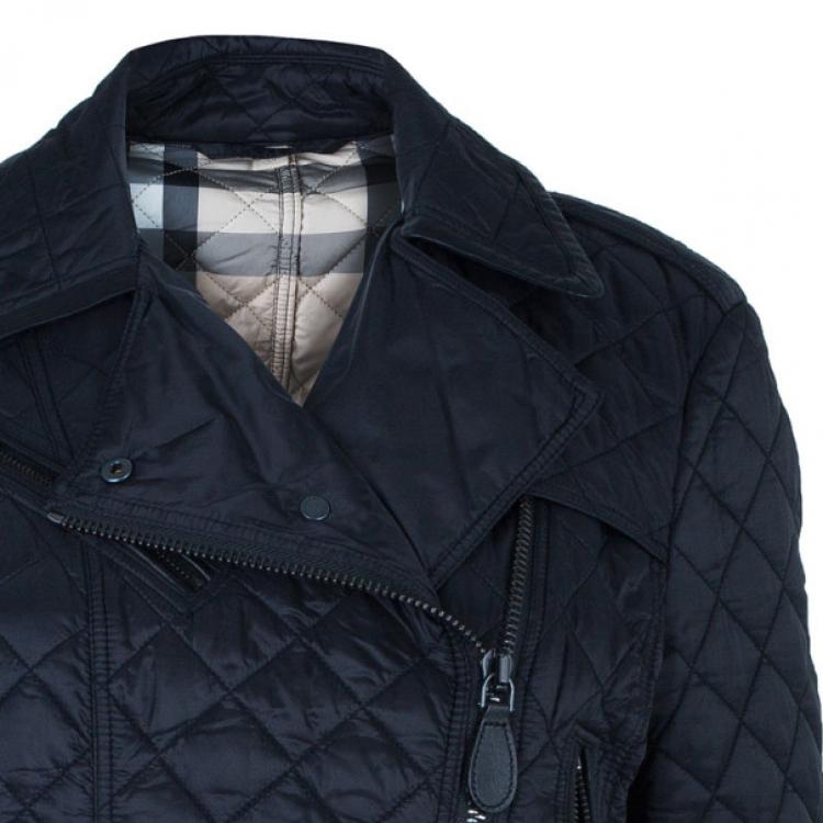 Pre Owned Burberry Quilted Biker Jacket M