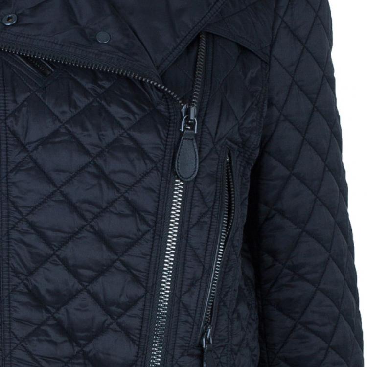 Pre Owned Burberry Quilted Biker Jacket M