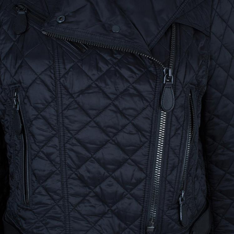 Pre Owned Burberry Quilted Biker Jacket M