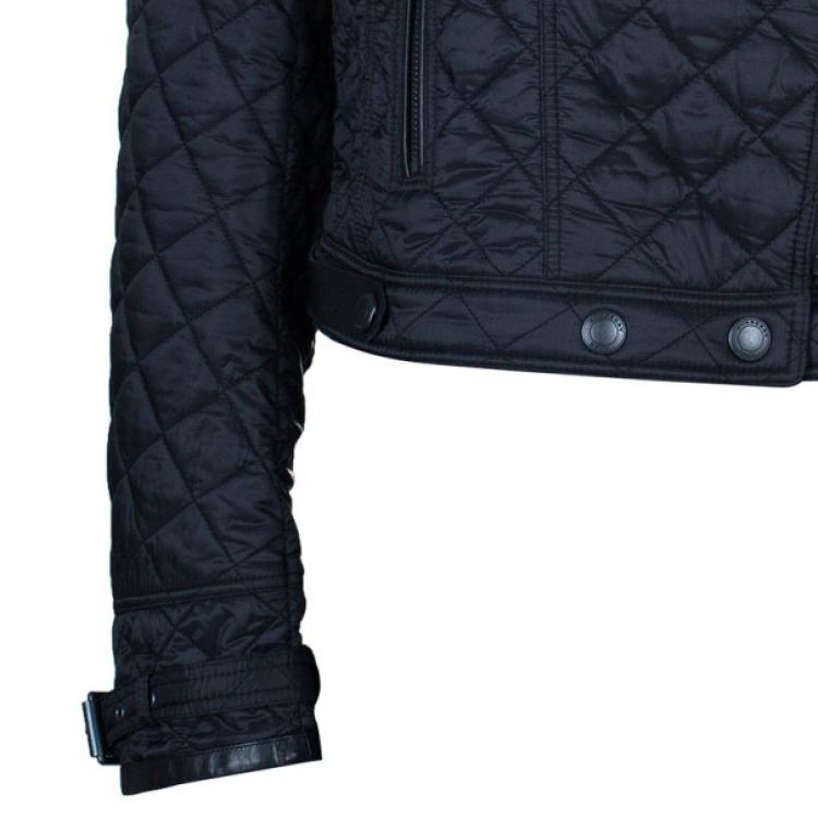 Pre Owned Burberry Quilted Biker Jacket M