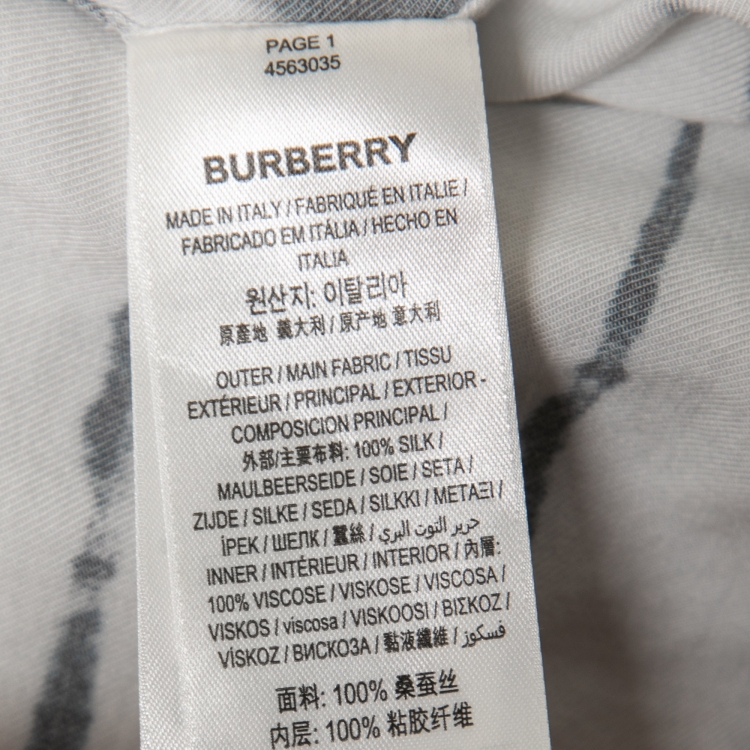 Pre Owned Burberry White Watercolor Printed Silk Overlaid Shirt L