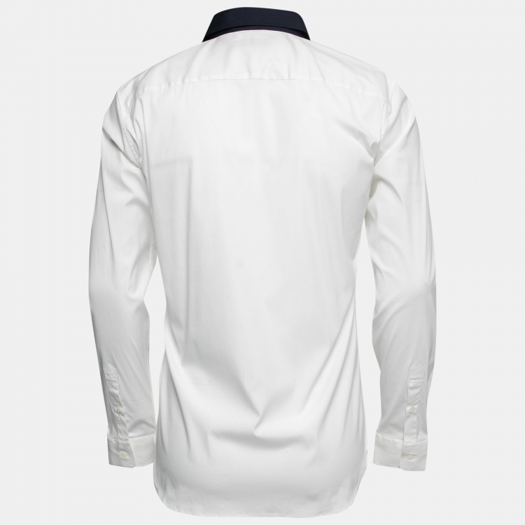 Pre Owned Burberry London White Cotton Contrast Collar Detail Southbrooke Shirt M
