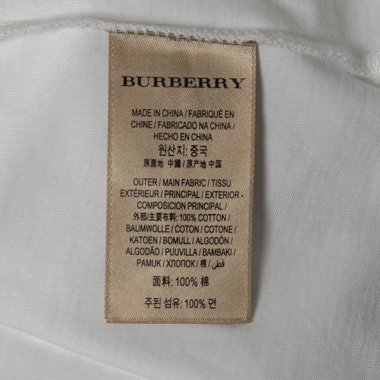Pre Owned Burberry White Cotton Crewneck T-Shirt XL