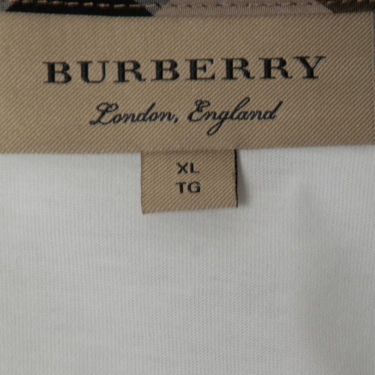Pre Owned Burberry White Cotton Crewneck T-Shirt XL