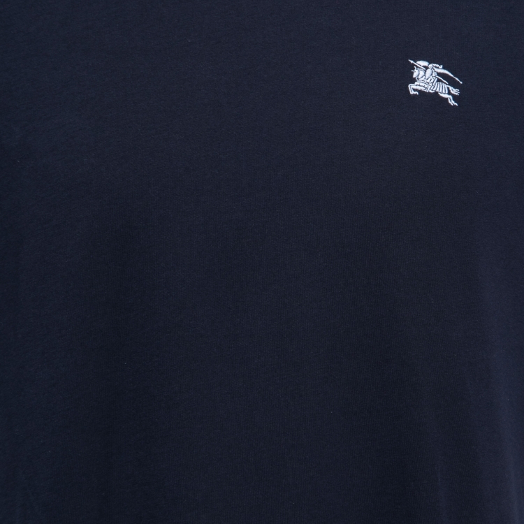 Pre Owned Burberry Navy Blue Cotton Crewneck T-Shirt XL