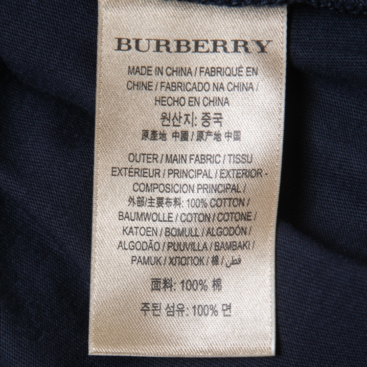 Pre Owned Burberry Navy Blue Cotton Crewneck T-Shirt XL