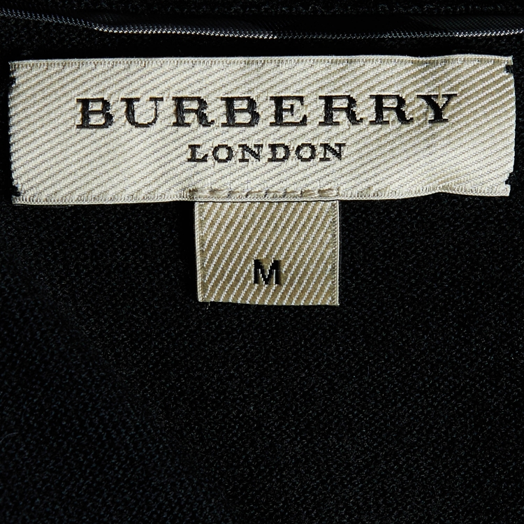 مملوكة مسبقًا Burberry Black Wool V-Neck Sweater M