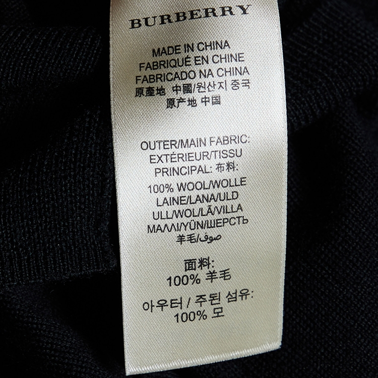 مملوكة مسبقًا Burberry Black Wool V-Neck Sweater M
