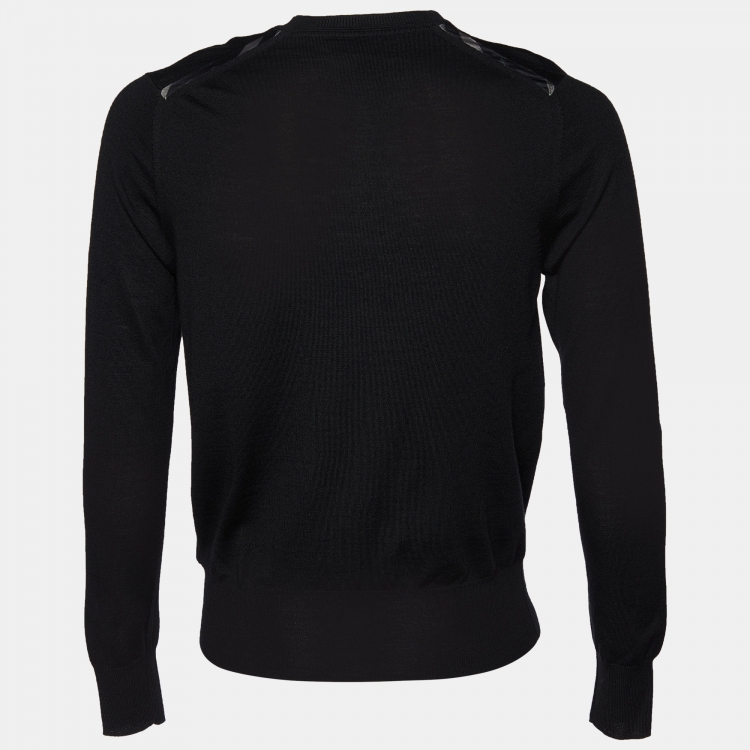 مملوكة مسبقًا Burberry Black Wool V-Neck Sweater M