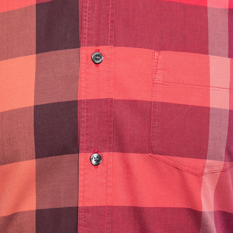 Pre Owned Burberry Brit Red Checked Cotton Button Down Shirt S