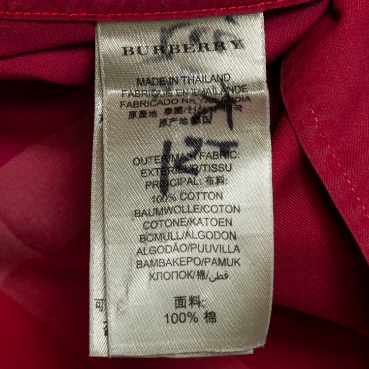 Pre Owned Burberry Brit Red Checked Cotton Button Down Shirt S