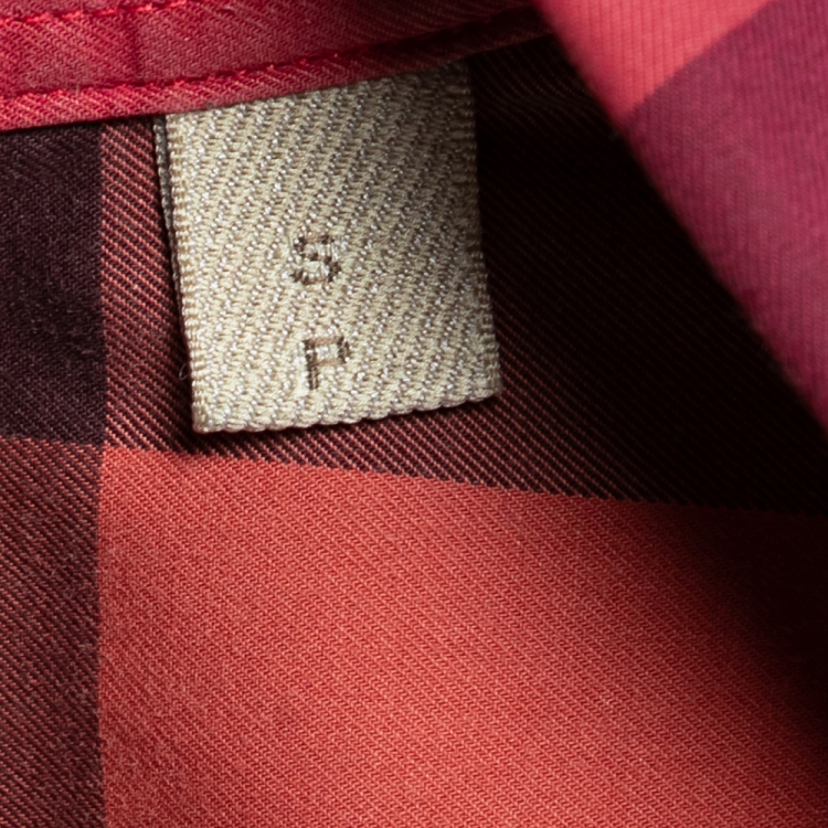 Pre Owned Burberry Brit Red Checked Cotton Button Down Shirt S