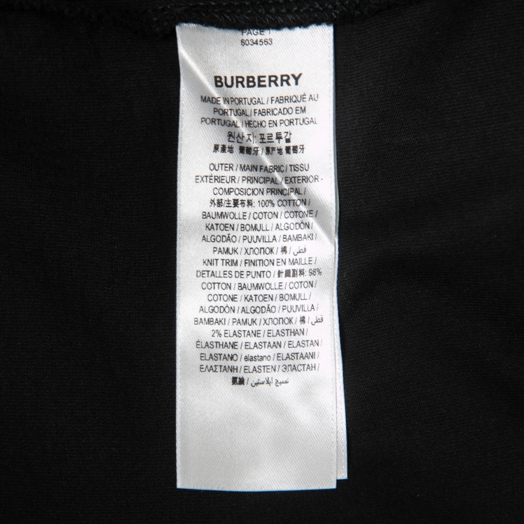 Pre Owned Burberry Black Cotton Printed Short Sleeve T-Shirt M