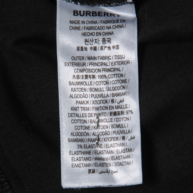 Pre Owned Burberry Black Cotton Logo Printed Short Sleeve T-Shirt M