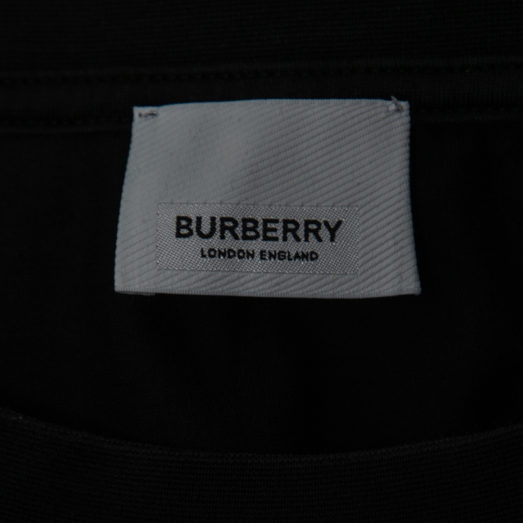 Pre Owned Burberry Black Cotton Logo Printed Short Sleeve T-Shirt M
