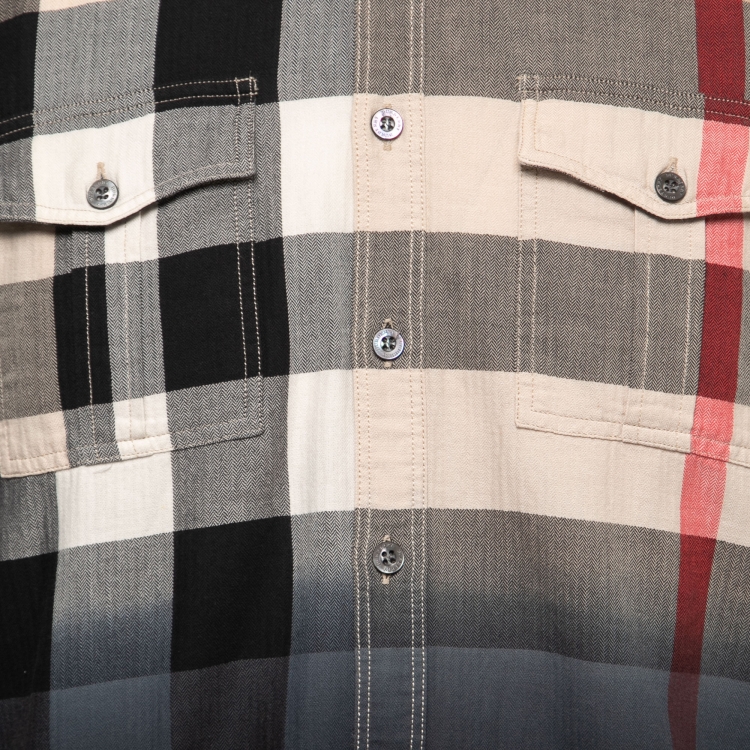 Pre Owned Burberry Multicolor Ombre Cotton Nova Checkered Button Front Shirt L