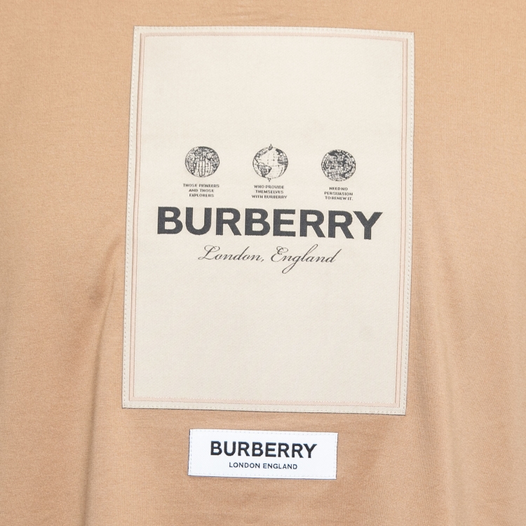Pre Owned Burberry Brown Logo Patch Cotton T-Shirt XL
