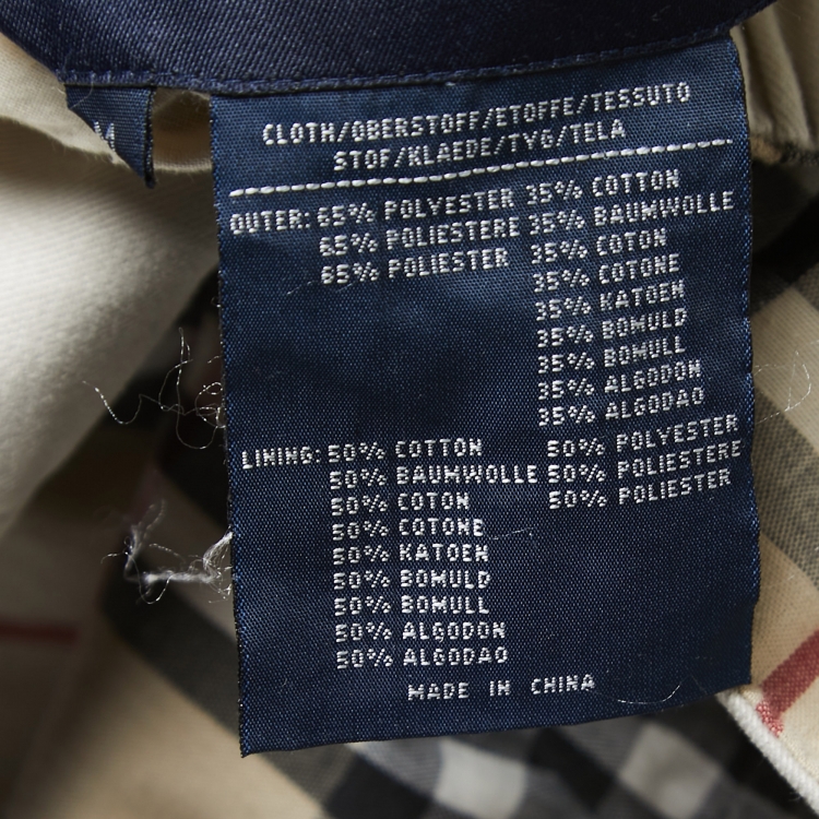 Pre Owned Burberry Beige Logo Embroidered Cotton Blend Zip Front Jacket M