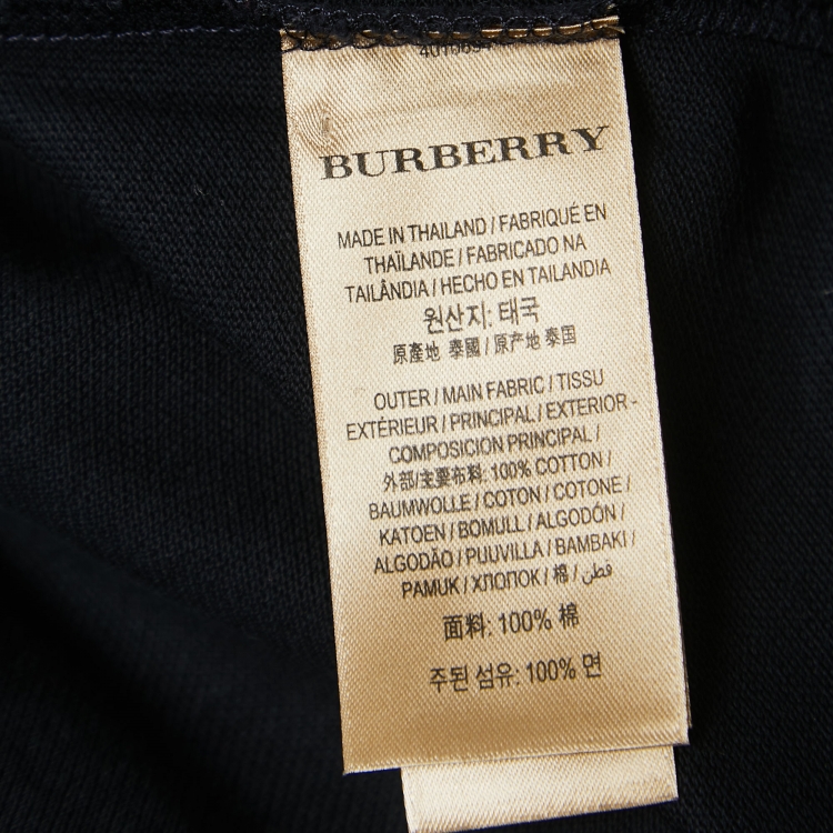 Pre Owned Burberry Navy Blue Cotton Pique Polo-Shirt L