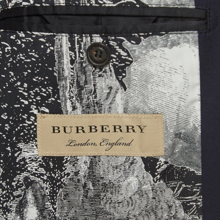 Pre Owned Burberry Navy Blue Wool Single-Breasted Blazer 3XL