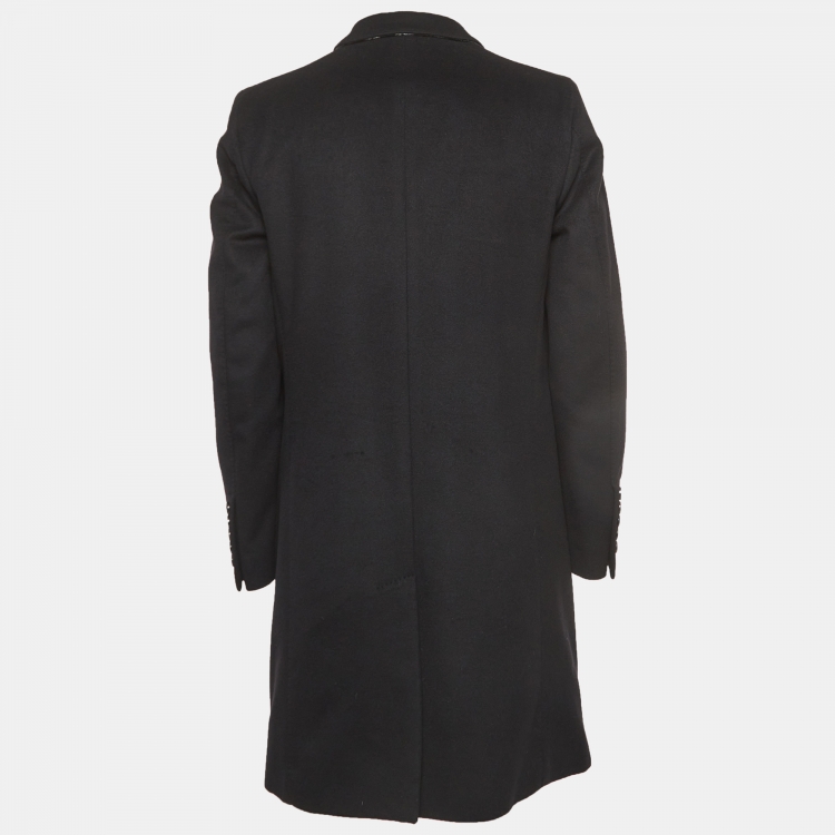 Pre Owned Burberry Black Wool and Cashmere Mid-Length Coat XL
