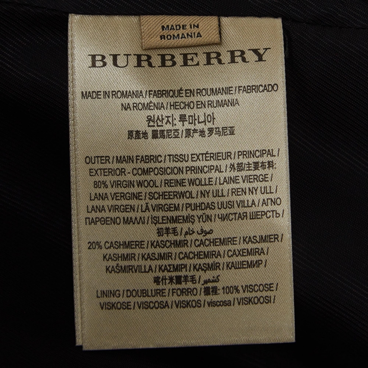 Pre Owned Burberry Black Wool and Cashmere Mid-Length Coat XL