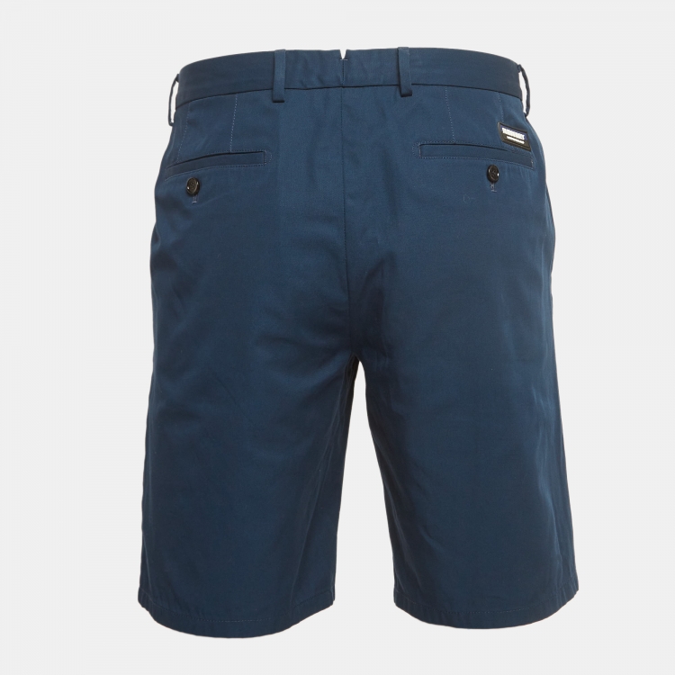 Pre Owned Burberry Blue Cotton Buttoned Chino Short XL