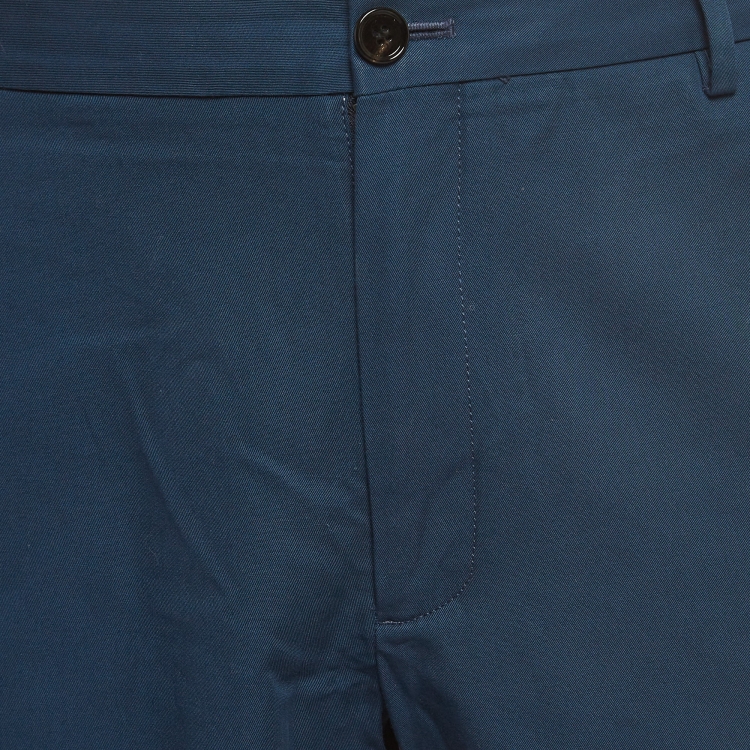 Pre Owned Burberry Blue Cotton Buttoned Chino Short XL