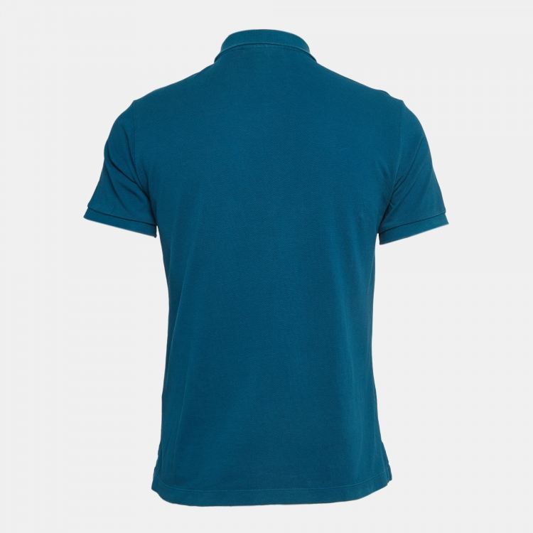 Pre Owned Burberry Teal Blue Cotton Pique Polo T-Shirt M