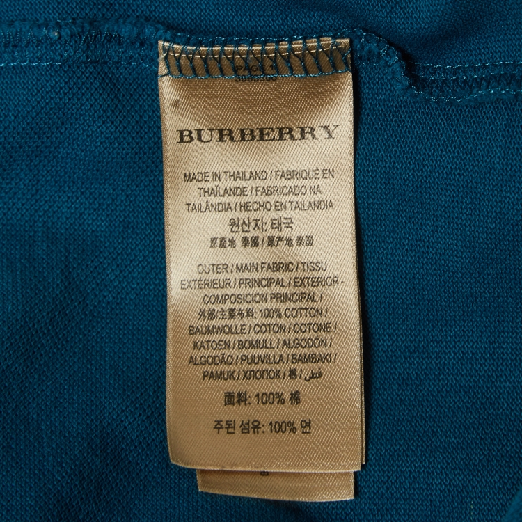 Pre Owned Burberry Teal Blue Cotton Pique Polo T-Shirt M