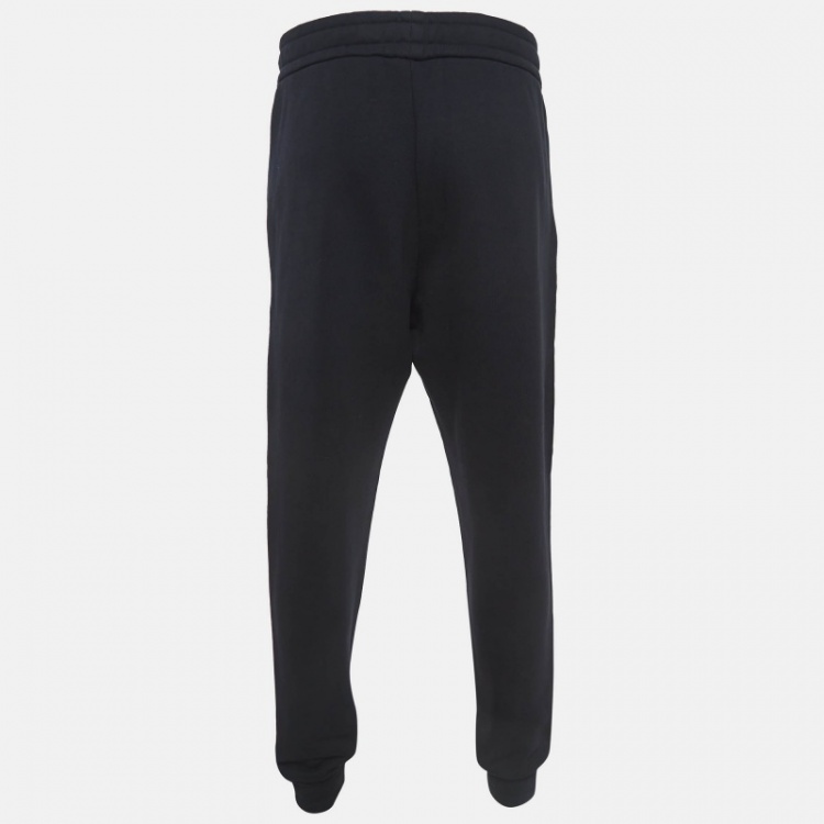 Pre Owned Burberry Black Printed Cotton Knit Joggers M
