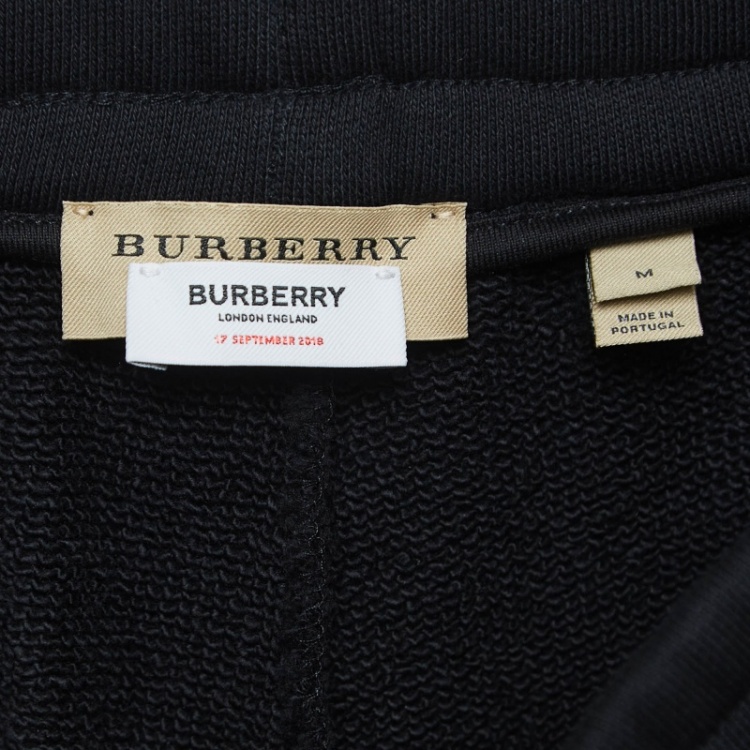 Pre Owned Burberry Black Printed Cotton Knit Joggers M
