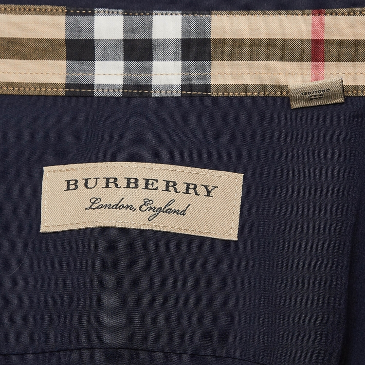 Pre Owned Burberry Navy Blue Cotton Long Sleeve Shirt XXL