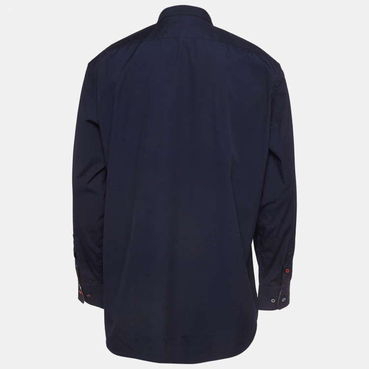 Pre Owned Burberry Navy Blue Cotton Long Sleeve Shirt XXL