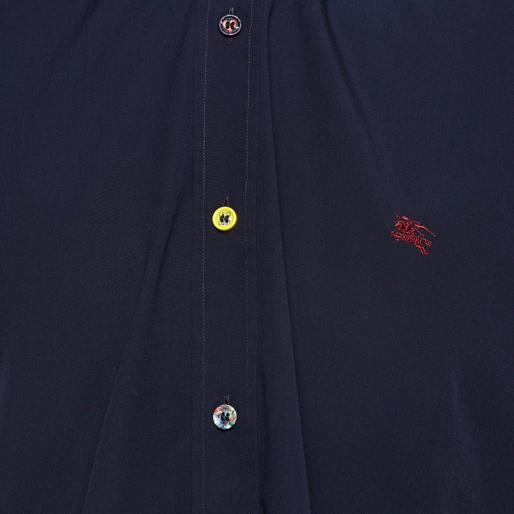 Pre Owned Burberry Navy Blue Cotton Long Sleeve Shirt XXL