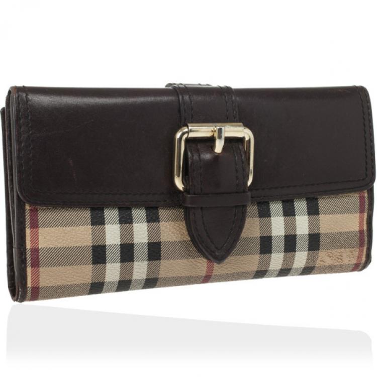 Burberry Continental Vintage Leather Check Wallet Black