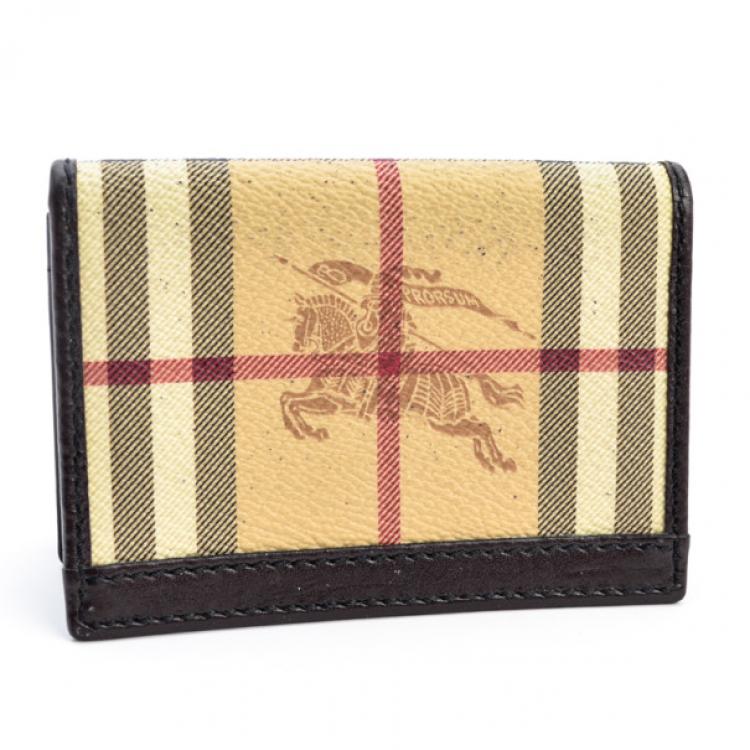 Burberry Beige/Brown Haymarket PVC and Leather Bifold Wallet