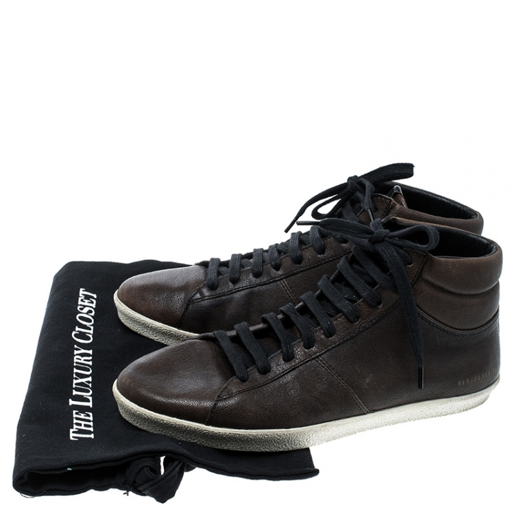 Pre Owned Burberry Brown Leather High Top Sneakers Size 40