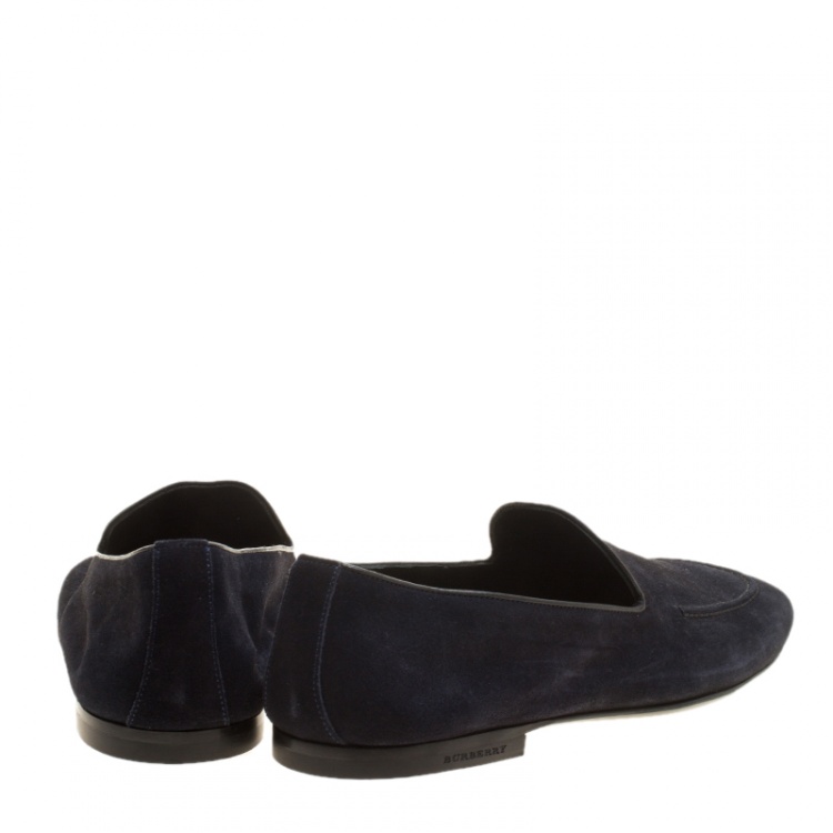 Pre Owned Burberry Oxford Blue Suede Dalwood Loafers Size 43