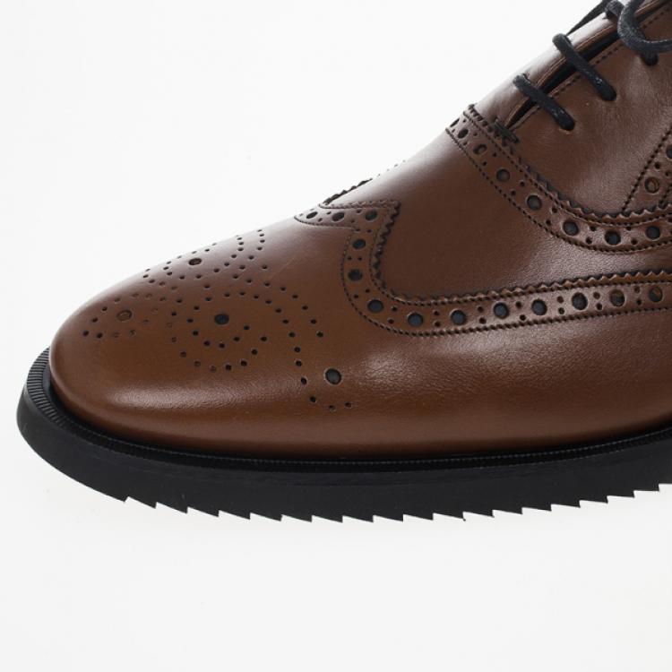 Pre Owned Burberry Chestnut Brown Brogue Leather Oxfords Size 41
