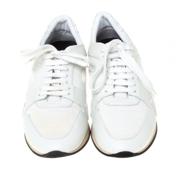 Pre Owned Burberry White Leather and Mesh Fields Sneakers Size 40
