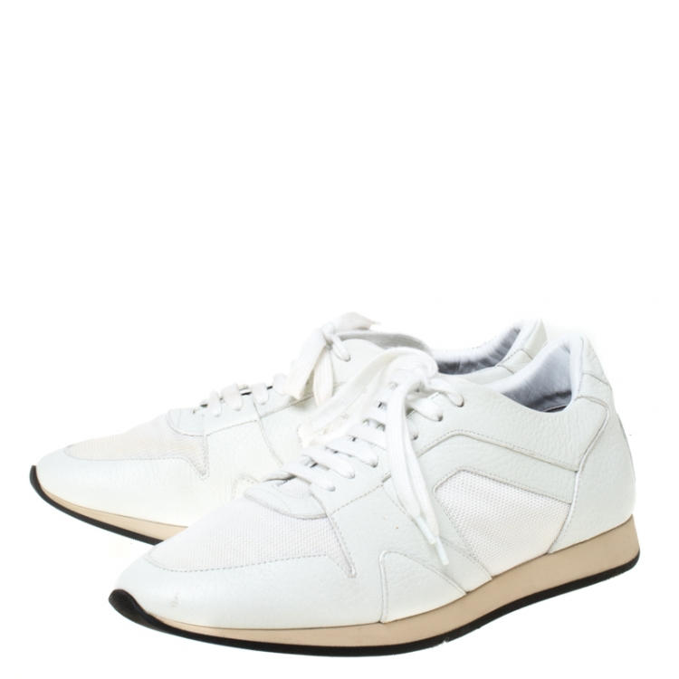 Pre Owned Burberry White Leather and Mesh Fields Sneakers Size 40