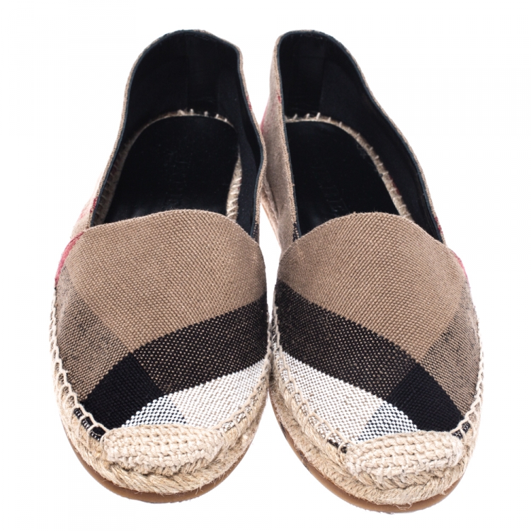 Pre Owned Burberry Multicolor House Check Canvas Flat Espadrille Size 40.5
