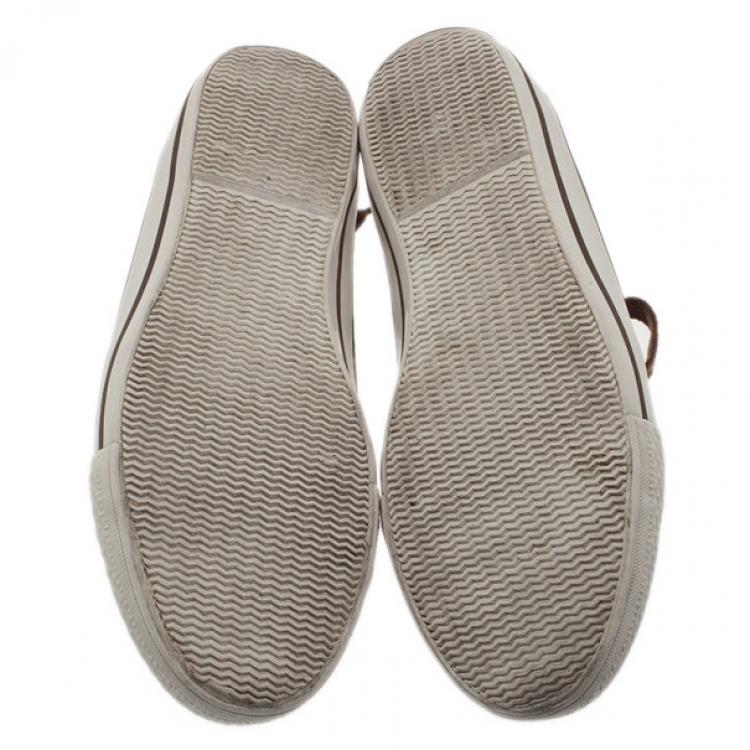 Pre Owned Burberry Novacheck Canvas and Leather Sneakers Size 42