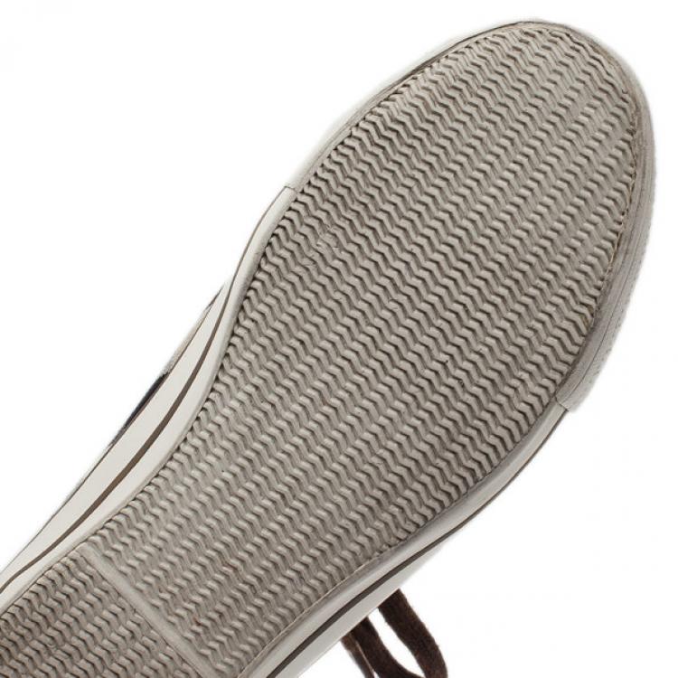 Pre Owned Burberry Novacheck Canvas and Leather Sneakers Size 42