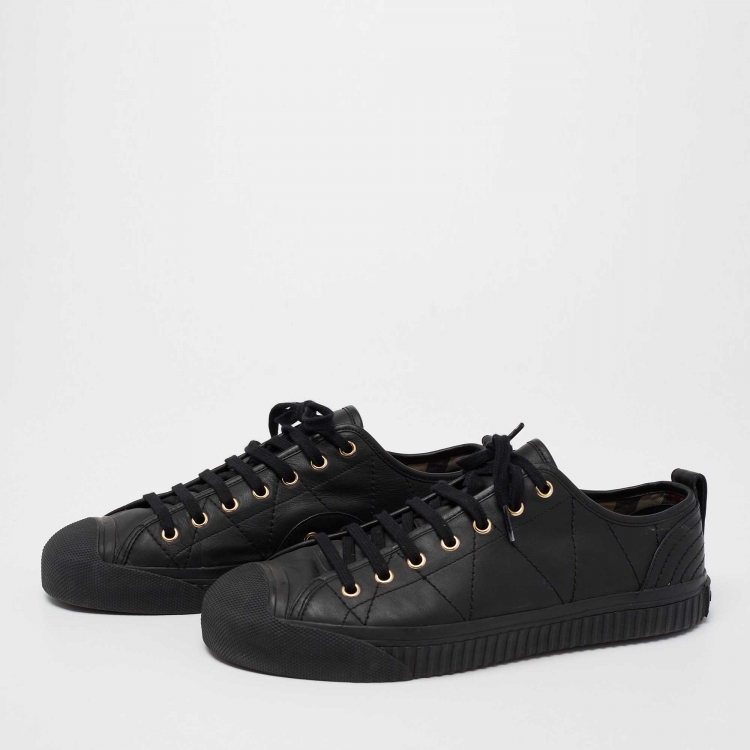 Pre Owned Burberry Black Perforated Leather Albert Low Top Sneakers Size 43