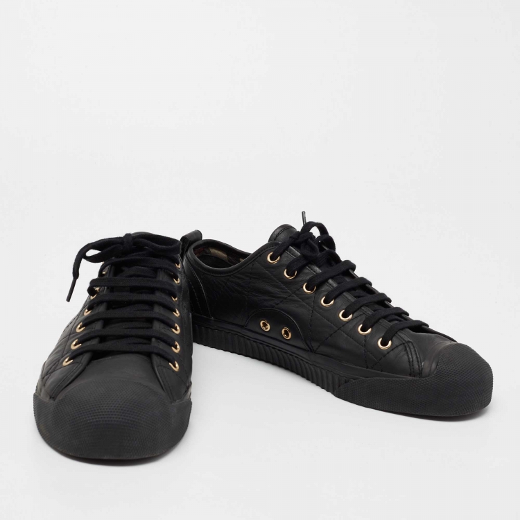 Pre Owned Burberry Black Perforated Leather Albert Low Top Sneakers Size 43