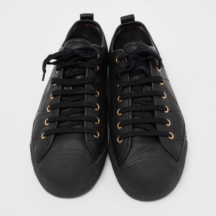 Pre Owned Burberry Black Perforated Leather Albert Low Top Sneakers Size 43