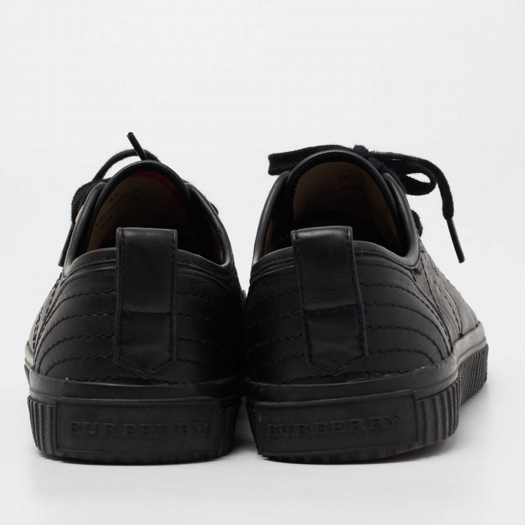 Pre Owned Burberry Black Perforated Leather Albert Low Top Sneakers Size 43