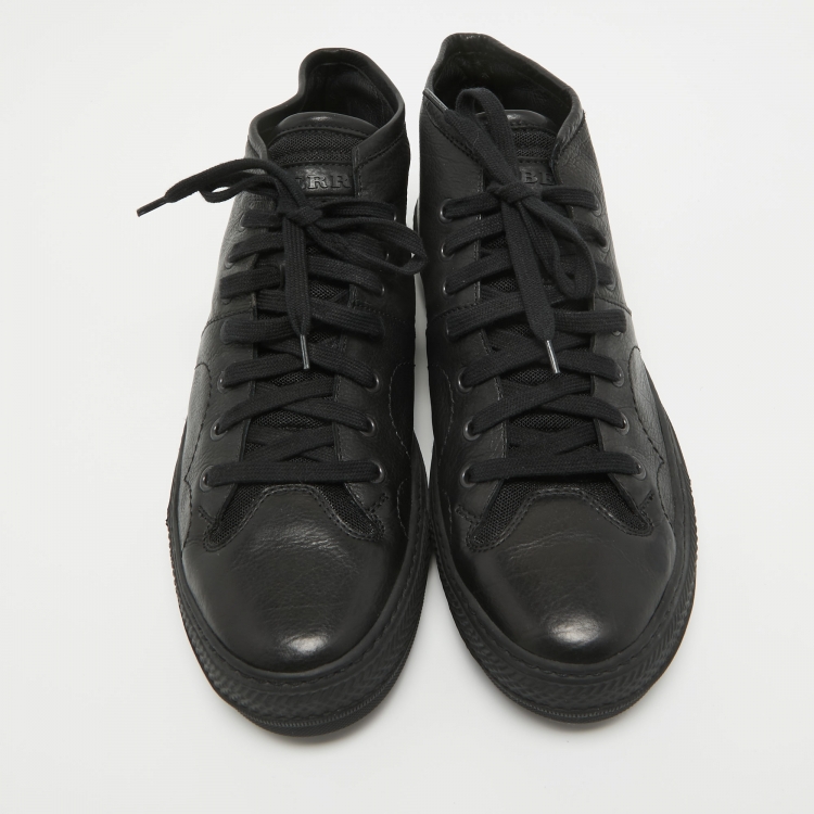 Pre Owned Burberry Black Leather High Top Sneakers Size 43 